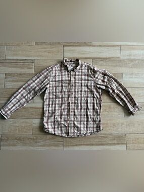 Filson Vintage Longsleeved Work Shirt XL Brown Plaid Cotton - Read Description